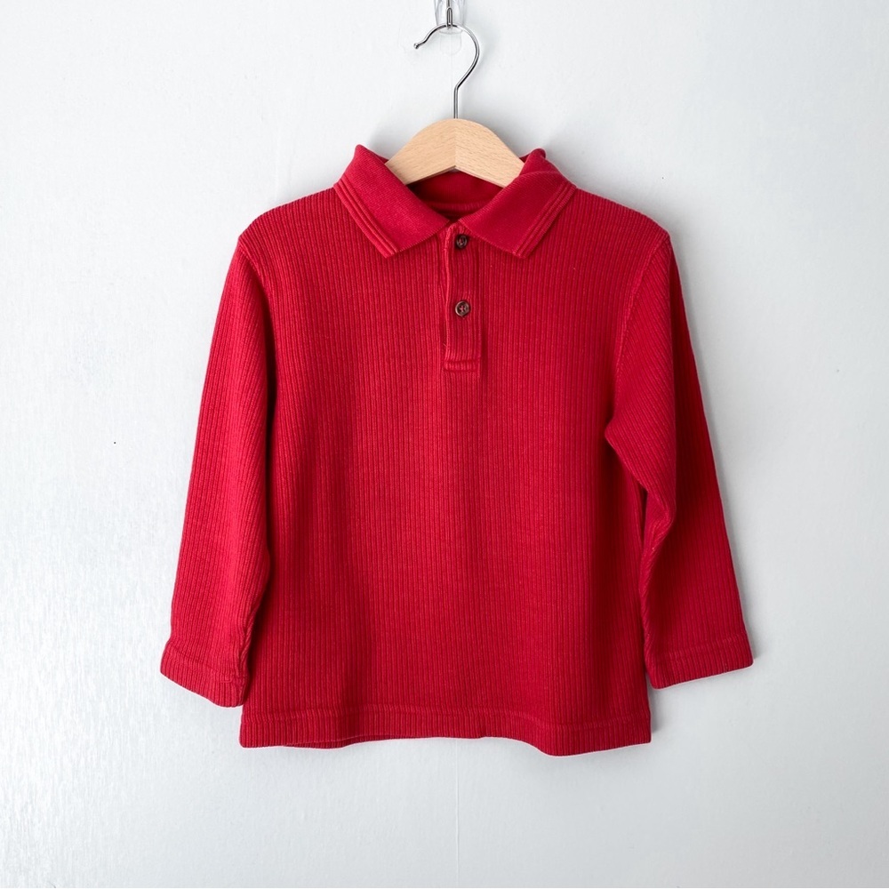 Vintage 90s Y2K Long Sleeve Collared Ribbed Shirt 4T